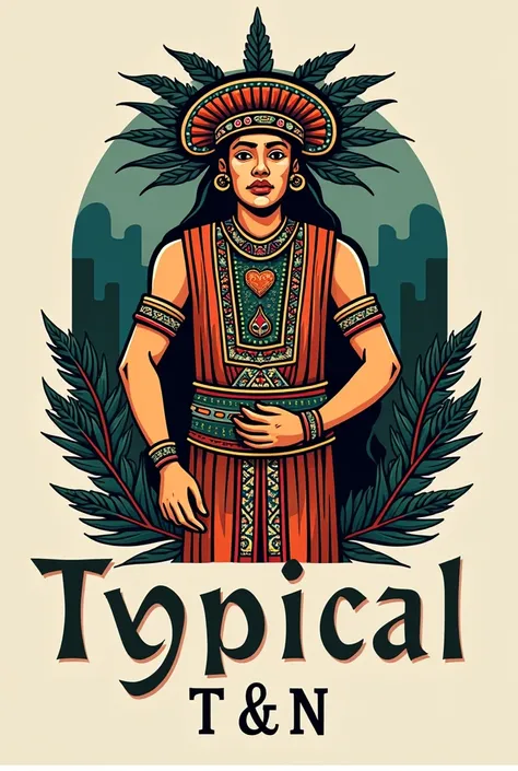 Generate a logo that represents Mayan clothing from Guatemala with the name  "Typical T &N"
 with a slogan that says Typical of quality that everything is in Spanish and looks formal 