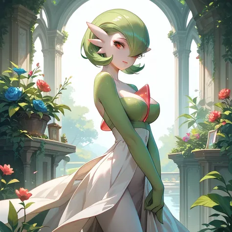 (masterpiece) ,best quality,amazing quality,very aesthetic, (absurdres), (newest), pokemon, gardevoir, medium breasts