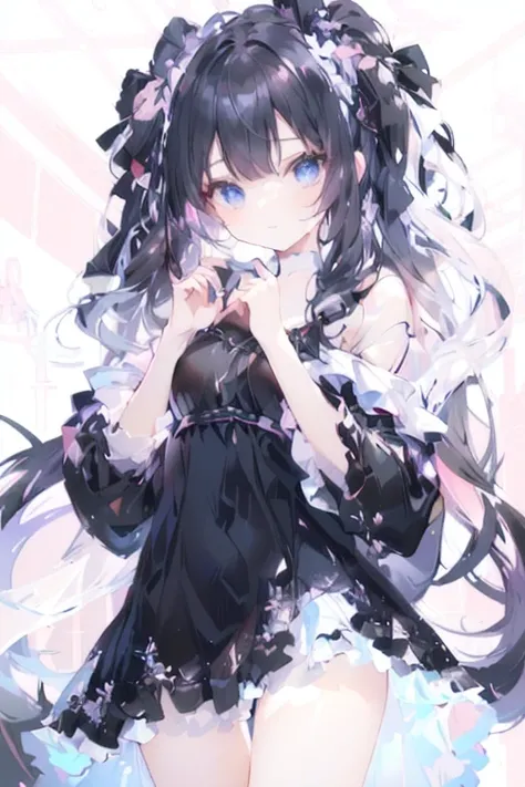  pose for camera、長い白い髪と Anime Girl Wearing a Black Dress,  cute anime waifu is wearing a nice dress, Loli Dress,  Anime Girl Wearing a Black Dress, ,  cute girl anime visual,  best anime 4K Konachan wallpaper ,  splash art anime loli , Anime Style 4k,  Cut...