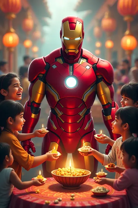 Ironman giving  sweets on diwali 