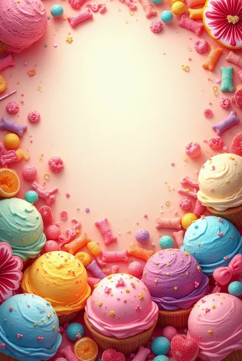 Banner with background of candies and ice cream behind 