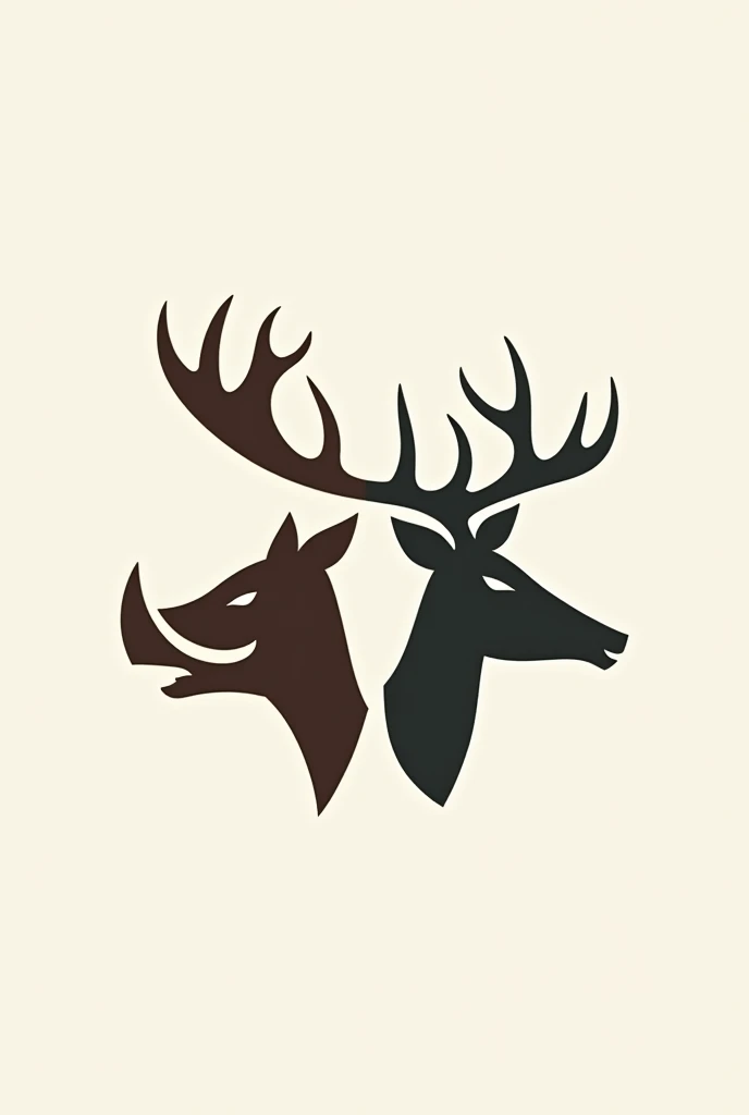 Vector logo with deer head and wild boar head side by side 