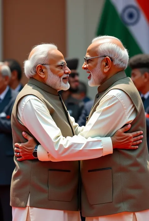 Create a real image of prime minister modi hugging former prime minister manmohan singh