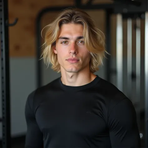 Cute hot sexy light olive-skinned petty 20-years-old male boy with light golden blonde mid-length wavy hair, his hairstyle is classic bob haircut his golden strands falling to the end of his jaw, and his almond expressive amber eyes, along his peachy full ...