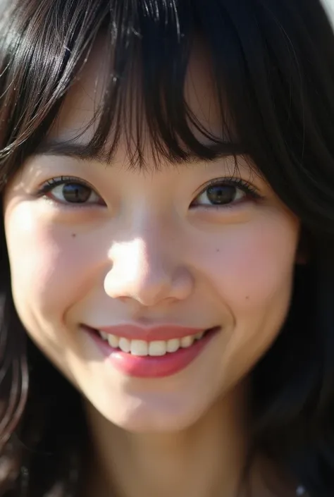  Close-up of a smiling woman,  Photo by Tadashi Nakayama ,  instagram,  what is it ？, Takemura Kimi,   dark haired Ishida Mizu-san  , Chiho ashima, Yoshitomo Nara,  dark-haired girl with bangs, Aoi Ogata, Chiho