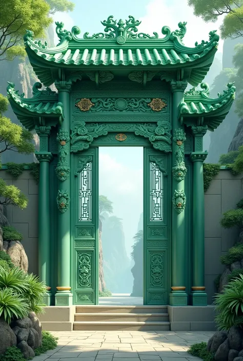 Нефритовый Chinese Gates,  Lots of Details , detail, A lot of objects