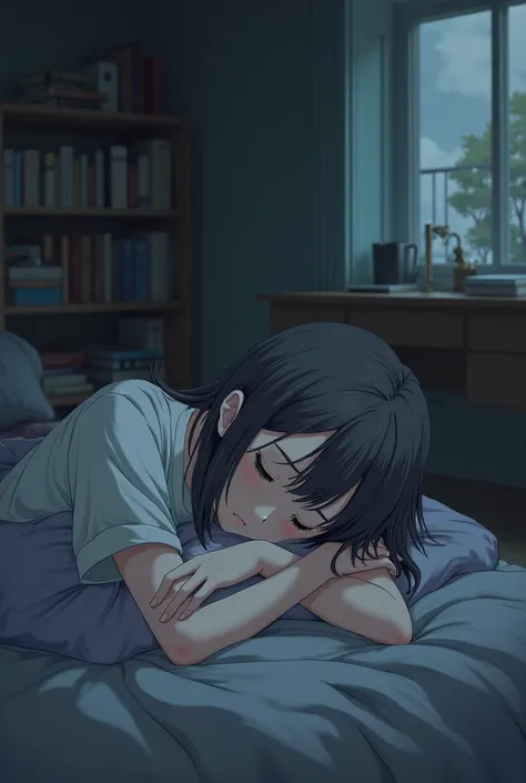 a girl isolating herself in a room anime 