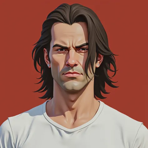 a close up man with long hair ,gta v style 