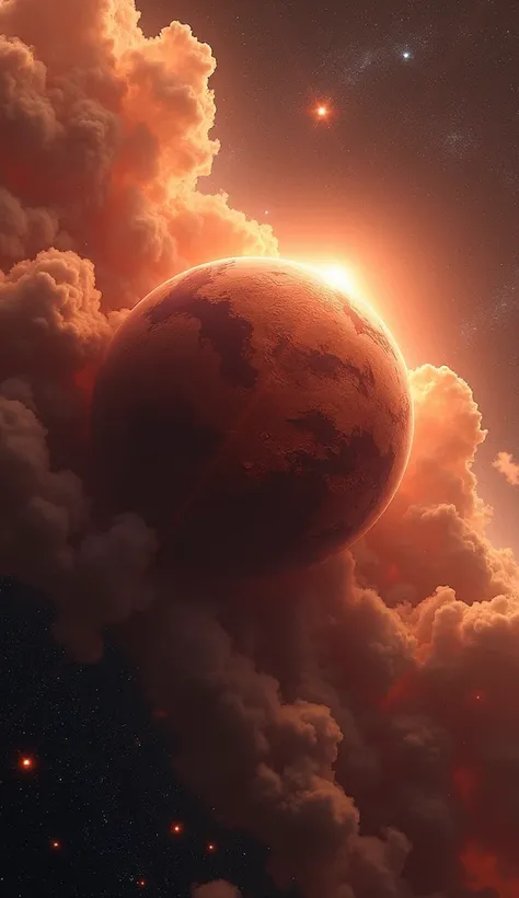 Create the planet Mars in beautiful space