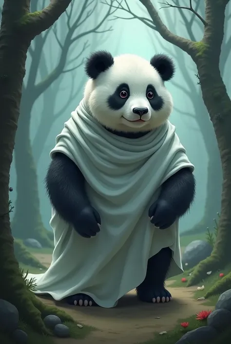 Please make that panda be a cute pocong with her pocong rope