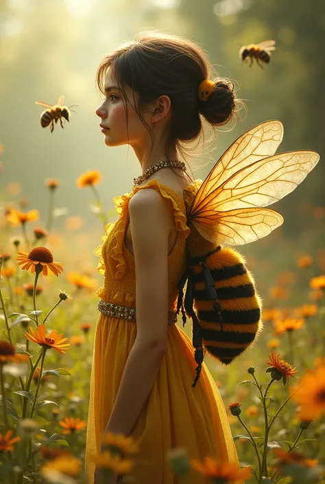 A girl convert in honey bee