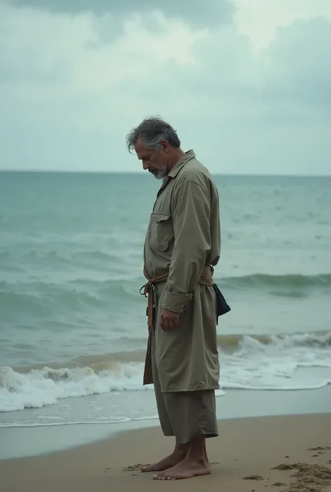 Sad man on the beech 