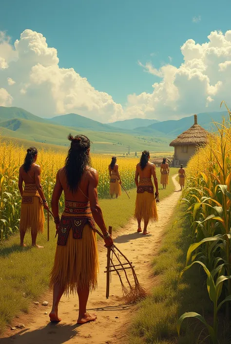 Communal work in the corn fields during the time of Anahuac, 3000 years ago.

