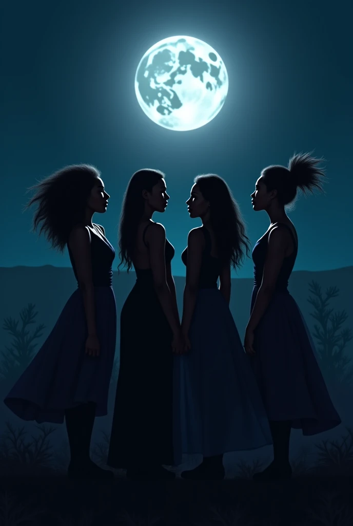 Black girls, at night, Mond 