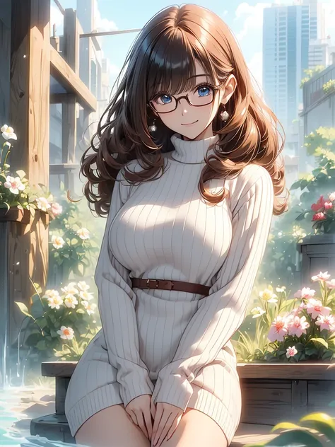 (( best quality)), ((masterpiece)), ( Details), perfect face,(( 1 woman )),((40-year-old woman)), elegant mature woman spreading her legs,(非常に Detailsな皮膚), beautiful胸, white skin,Pointed Chest,(( big breasts)),(Glasses), blue eyes,( fantasy art, highest im...