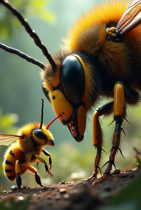  BEE STINGER IS STABBED IN THE EYE BY A GIANT HORNET 
