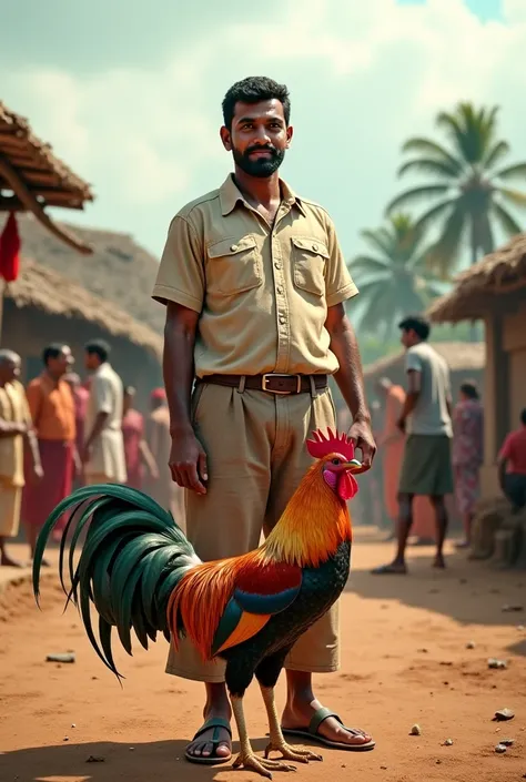 In India Andrapradesh state village guy standing with realistic cock with male colour cock background cock fight place with cloud village public