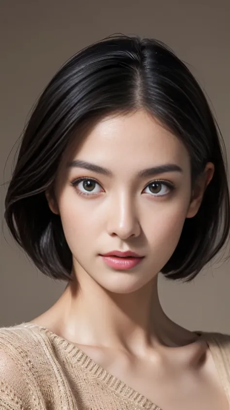 (masterpiece:1.3), (【8k, realistic,  original photo,  top quality : 1.4), (1girl), Beautiful face, (Realistic Face ), ( Dark Hair, short hair:1.3), Graceful Hairstyle ,  realistic eyes ,  beautiful detailed eyes , (Realistic skin),  beautiful skin , (sweat...