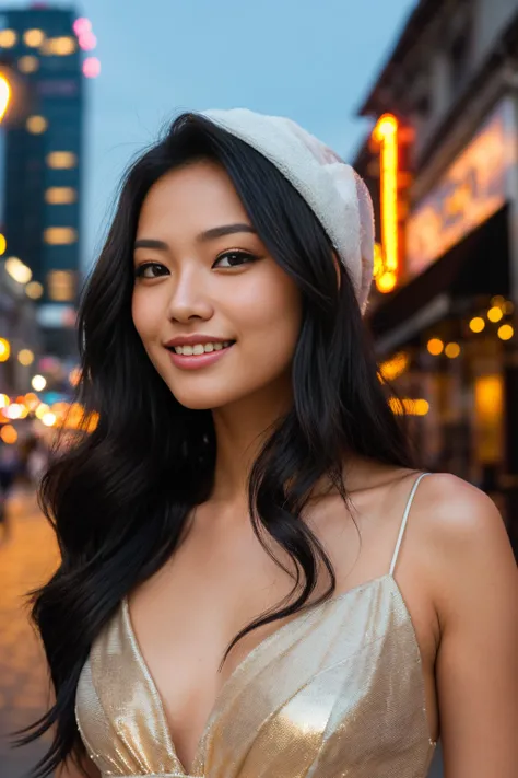 arafed woman with black hair, flowing black hair, with (black hair:1.3), photo of a beautiful woman, face, long flowing black hair, pink golden hour, curly black hair, beautiful young asian woman, beautiful asian woman, wild ginger hair, black wispy hair, ...