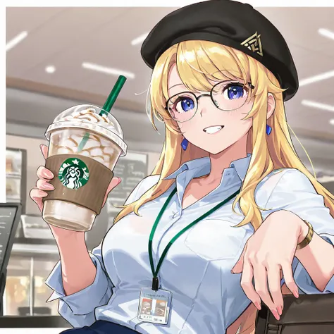 masterpiece、 High Quality 、最 High Quality 、 very detailed、 very detailed、 super real 、4K、8k、16k、New York at Night、ダウンタウンのスターバックスで、 a couple of gorilla lawyers and beautiful blond women wearing coffee drinking suits and glasses at downtown Starbucks、 delica...