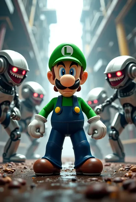 Luigi is going to fight against robots