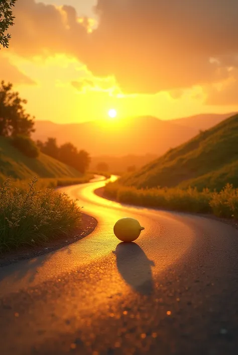 lemon, road, Sunset