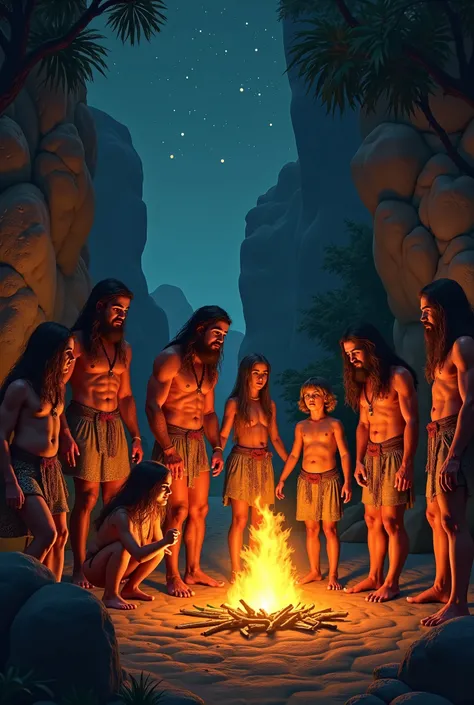 Hey, can you make an image of stages of discovering fire?