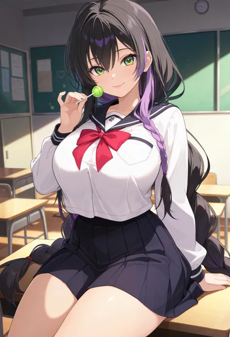 anime, anime style, masterpiece, best quality, beautiful detailed eyes, beautiful detailed lips, extremely detailed eyes and face, quality_masterpiece, detailed skin, solo, girl, pretty, cute, school uniform, japanese school uniform, perfect body, big brea...