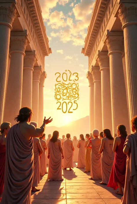 Greek Mythology  " Happy new year welcome 2025 " is written on the image