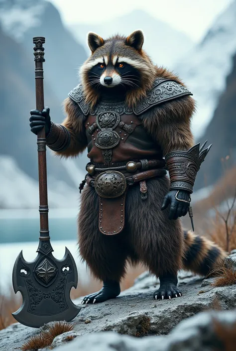 A large Nordic raccoon Viking 