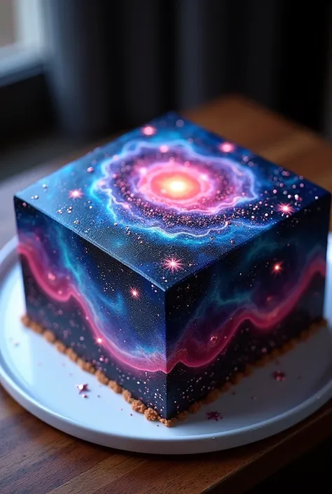 Make a squre shape galaxy theme cake. 