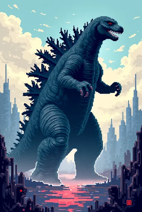 Do Godzilla evolved in pixel ART sideways