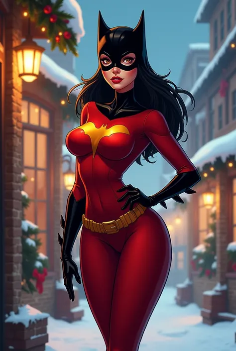 Sexy cartoon batgirl in christmas