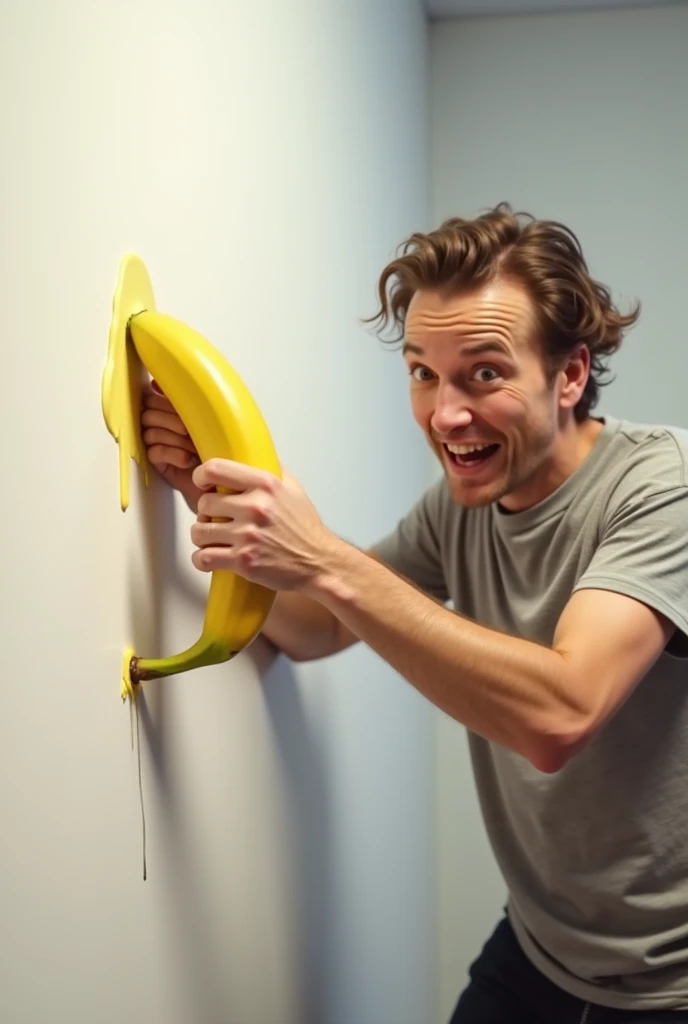 Sticking a penis to the wall with glue is like sticking a banana to the wall (comedian effect).