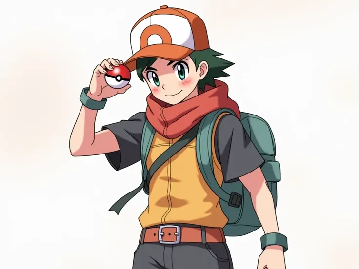 Pokemon trainer, Pokébola in the hand, Detailed fingers , perfect hand, detailed eyes , detailed face, Pokémon anime cartoon style, HD, High Definition, 8k UHD, (best quality), (masterpiece).