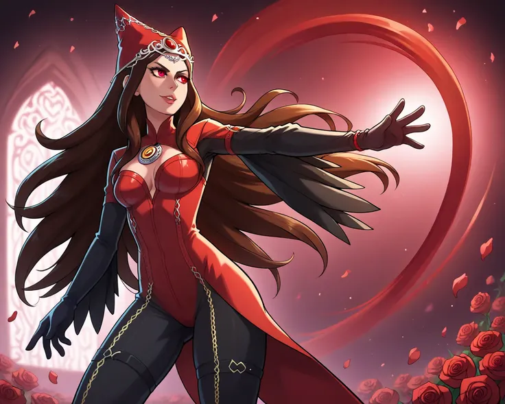 bayonetta, scarlet witch,  very detailed brown eyes 