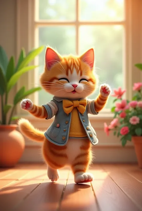 Cat dancing in clothes cute