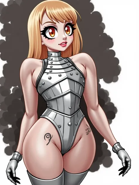 1girl, absurd,  locked in tightness steel armor, sealed in armor, intricately engraved heavy armor, solid armor, thick plates, steel rivets, heavy metal, tight fit collar, neck armor, trick steel, sexy look, high waist, super slim waist, long neck, narrow ...