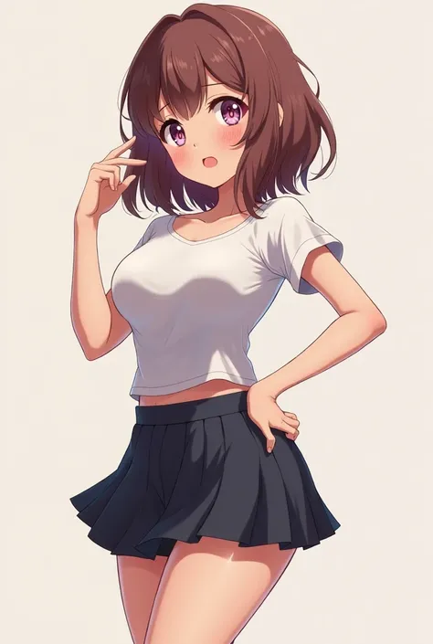 A anime girl ,short skirt and t shirt ,big ass and tits
