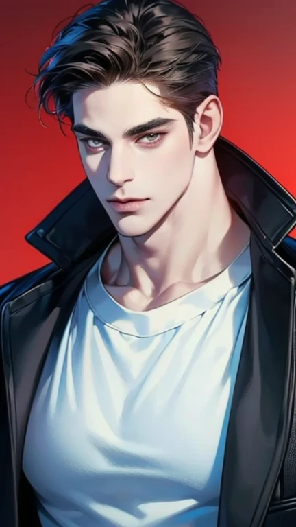 (best quality,4k,8k,highres,masterpiece:1.2),ultra-detailed,(realistic,photorealistic,photo-realistic:1.37),36 year old man,3 day beard,handsome anime,portraits,strong,masculine,dark hair,sharp jawline,mesmerizing eyes,perfectly styled hair,cool anime outf...