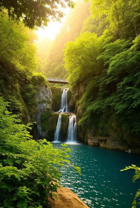  background image for exercising ,  nature with waterfalls and shining sun, very beautiful day 