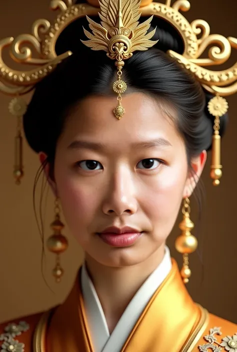  1 Empress of China ,  gold jewelry ,  Ancient China,  shiny fabric , cosmetic, masterpiece, Chinese luxury, Portrait,Exquisite Phoenix Crown ,Correct anatomy,  meticulous eyes  , Double eyelids ，Skin Whitening，Exquisite pattern，Oriental elements, Clean co...