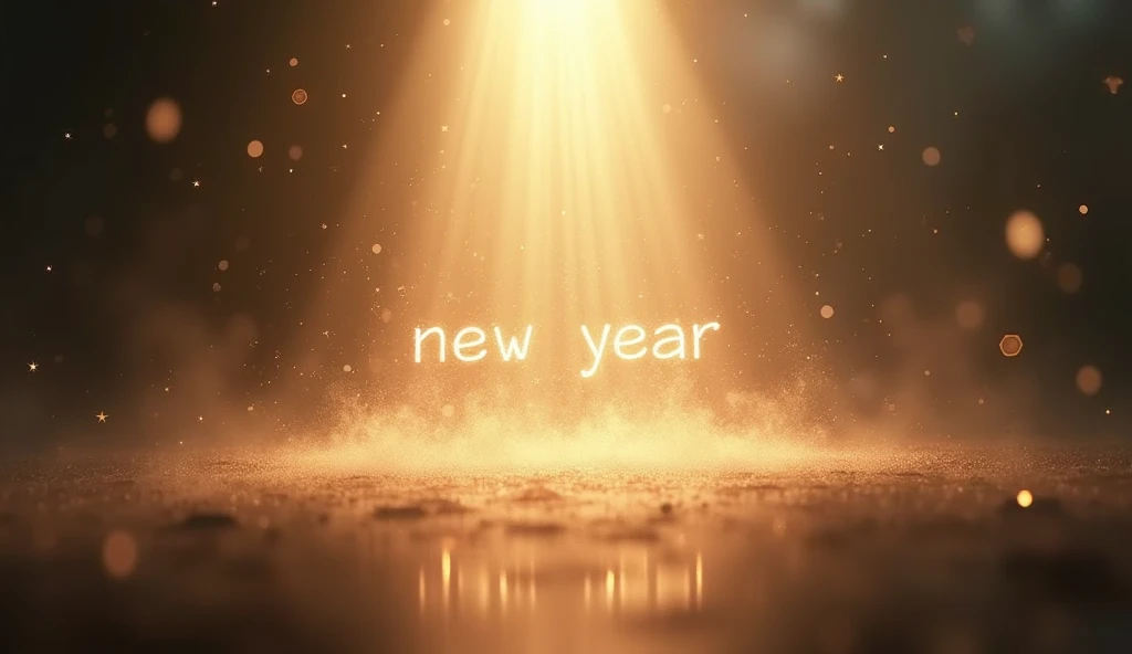 5.	 Dust particles floating in a beam of light, with the phrase “New Year” written in the air .