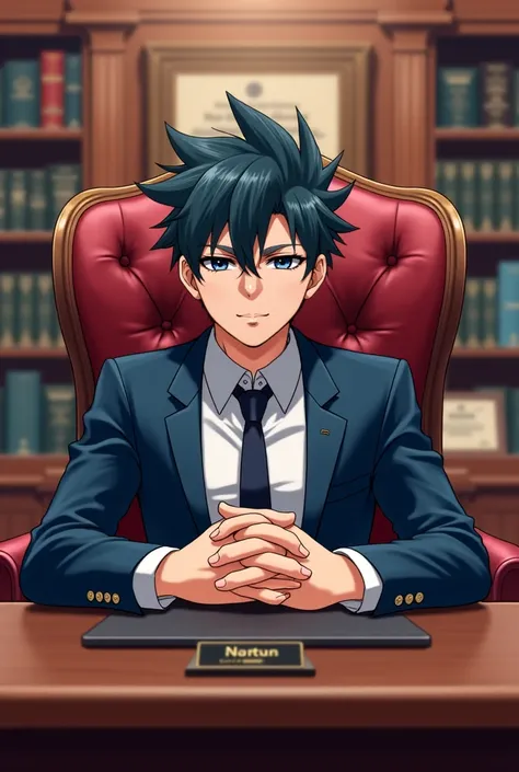 Make A Anime Character Sitting In His Office Arrogantly Both His Legal On office Table YouTube Thumbnail Style 