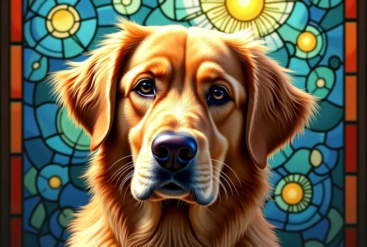  stained glass painted by Van Goghの背景に犬のクローズアップ,  stained glass painted by Van Goghアート,  Vector art by  , バックライト stained glass painted by Van Gogh, by Meredith Dillman,  Detailsなポートレート shot,  Detailsなポートレート,  非常に Detailsな情報 ,  stained glass painted by Van ...