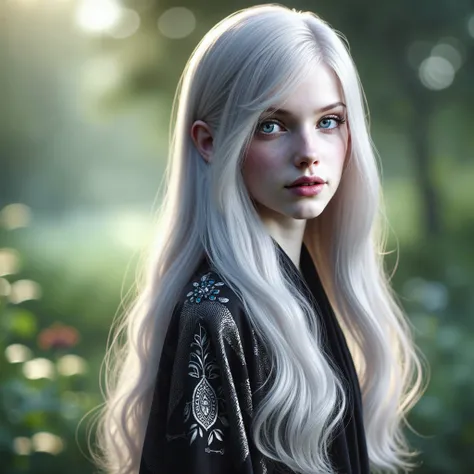 ((RAW-Foto), Absurd, (Absurde Auflösung)),  masterpiece,  Best Quality, ( Extremely detailed 8k Unity CG wallpaper), (beste Illustration), ( best shadow ),  realistic lighting,  beautiful detailed glow, ((21 years old)),  girl,  long black hair , black que...