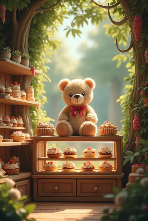 FOREST CAKE SHOP WITH CUTE TEDDYBEAR