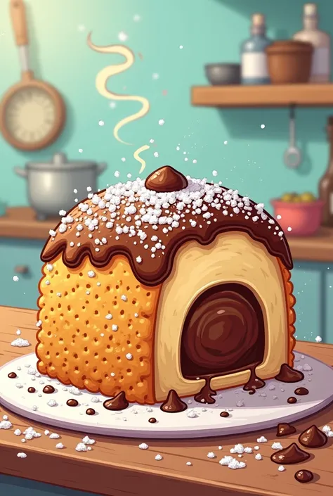 KUNAFA CHOCOLATE CAKE in cartoon drawing