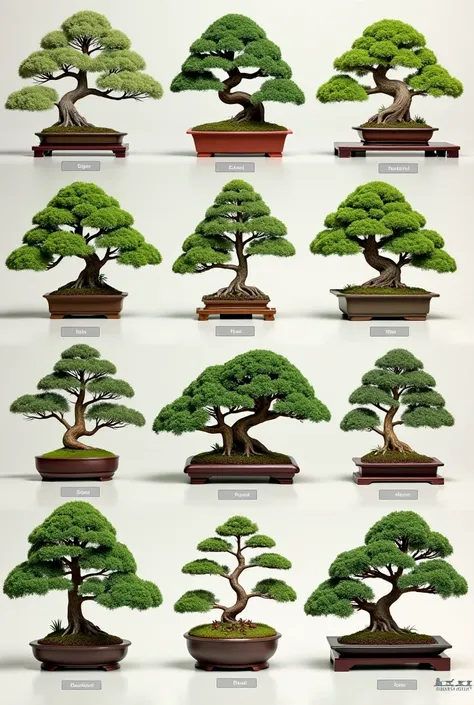 Types of bonsai types judging by the model