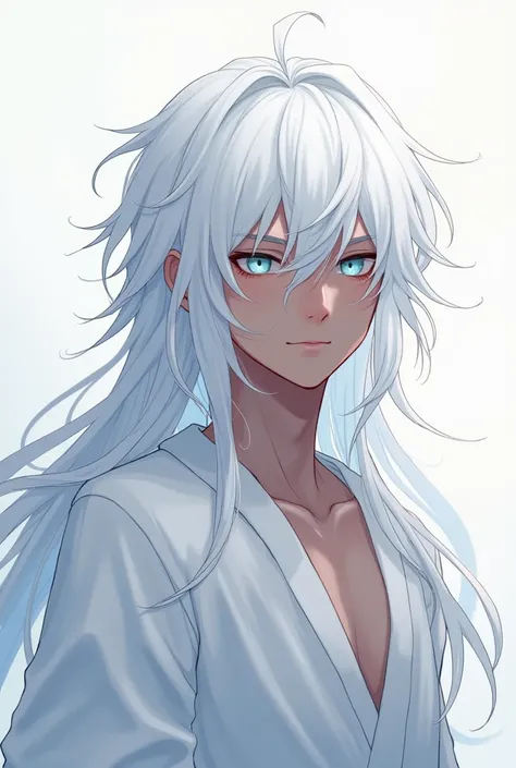 White-haired black male boy anime